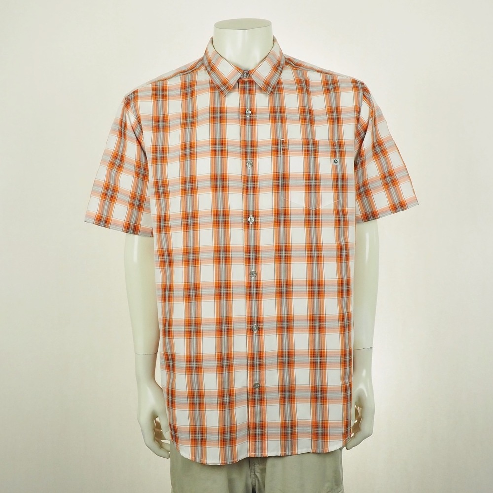 Marmot Button Down Shirt Mens XL White Plaid Casual Outdoor Camp Hiking Tech
